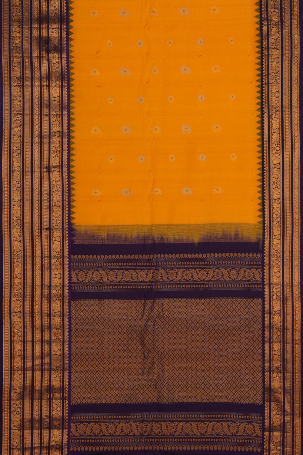 Image of Gadwal Silk Yellow Saree